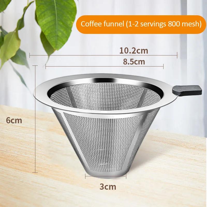 800 Mesh-Kaffeefilterhalter, wiederverwendbar, doppellagig, Edelstahl, Kaffee-/Teesieb, Kaffeezubehör, Werkzeuge zur Kaffeezubereitung