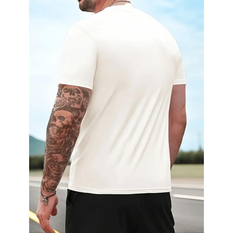 European Size Black and White Bull Terrier Silhouette Print Men's Top, Casual Short Sleeve Crew Neck T-Shirt for Summer and Spring, Men's Outdoor Wear