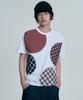MOO Check Circle Patchwork Short Sleeve T-Shirt - White
