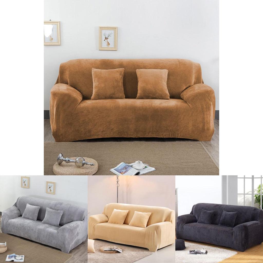 Comfortable Stretch Sofa Slipcover Soft Thick Velvet Protector For 1-4 Seat Furniture