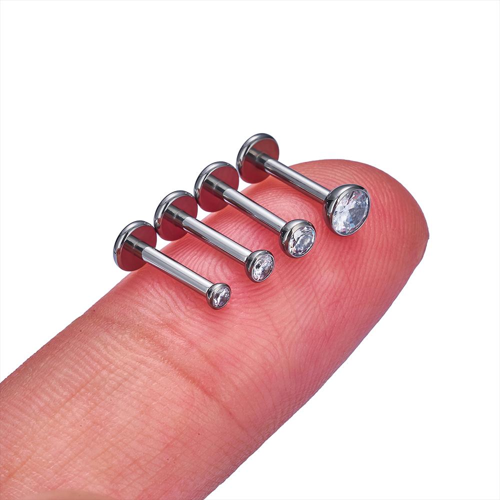 10Pcs ASTM F136 Titanium 2/3/4mm CZ Labret Stud 16G Tragus Helix Cartilage Conch Flatback Earlobe Piercing Body Zircon