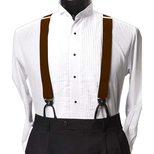 Suspenders with buttons, plain brown, sb00008