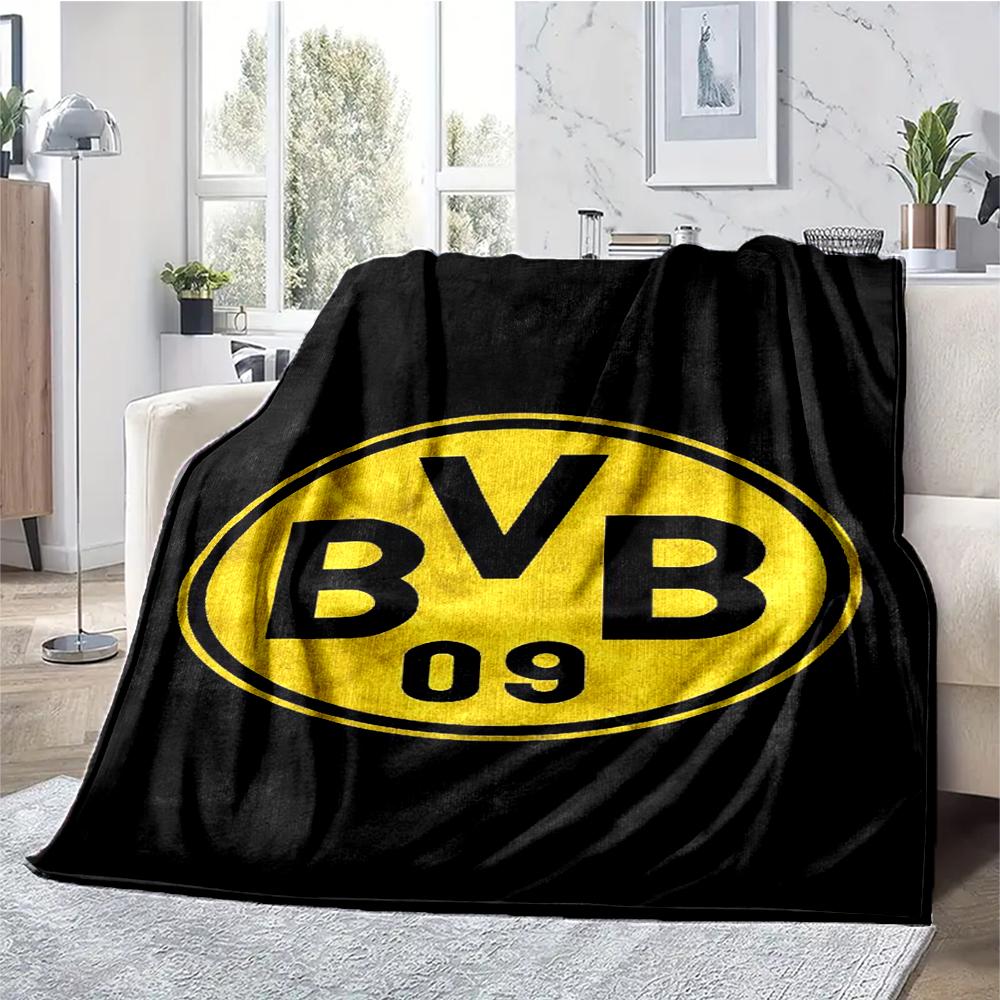 Borussia Dortmund Thema Bedruckte Decke - Perfekt für Sofa, Bett, Reisen & Outdoor-Nutzung | Maschinenwaschbar, Gemütlich & Langlebig.