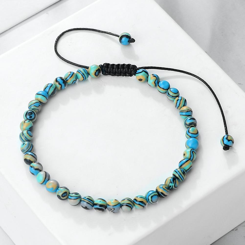 4 6 8mm Malachite Beaded Bracelet Natural Stone Green Blue Braided Bangles Handmade Healing Bracelets Jewelry Gifts for Friends