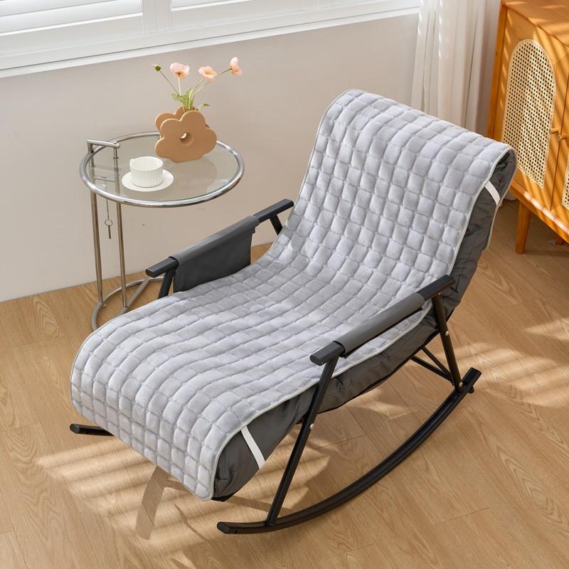 Plush Thickened Striped Lounge Chair Cushion Rattan Rocking Home Chair Cushion Soft Back Cushion Outdoor Patio Lounger Cover Pad