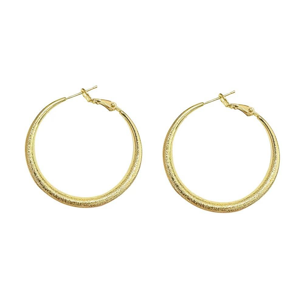 Super Flash Matte Plain Ring Earrings Light Luxury High-End Sense Simple Personality Earrings Fashionable Versatile Cold Feeling Earrings