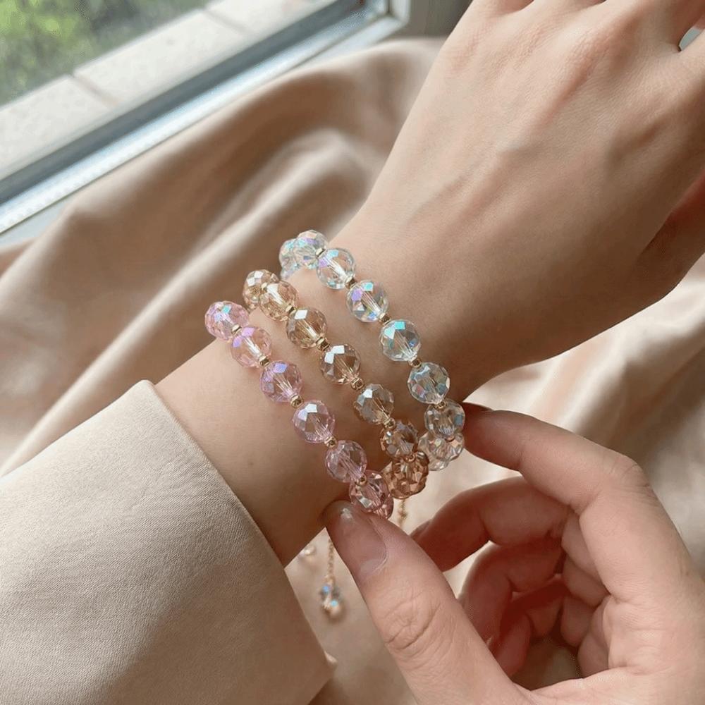 Shiny Crystal Stone Beads Bracelet Fashion Hand Chain New Elasticity Rope Bracelet Daily