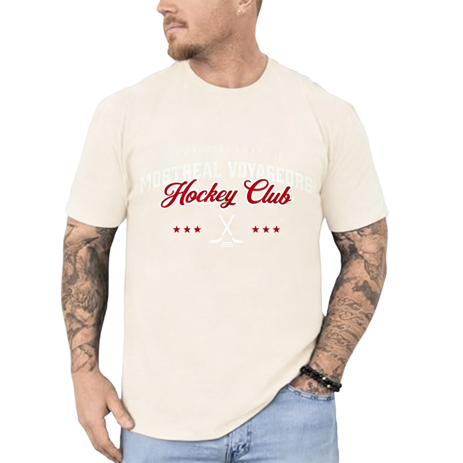 Men s Short-sleeved Fashionable Casual Everyday Trendy Letter Print Short-sleeved Shirt L бежевый