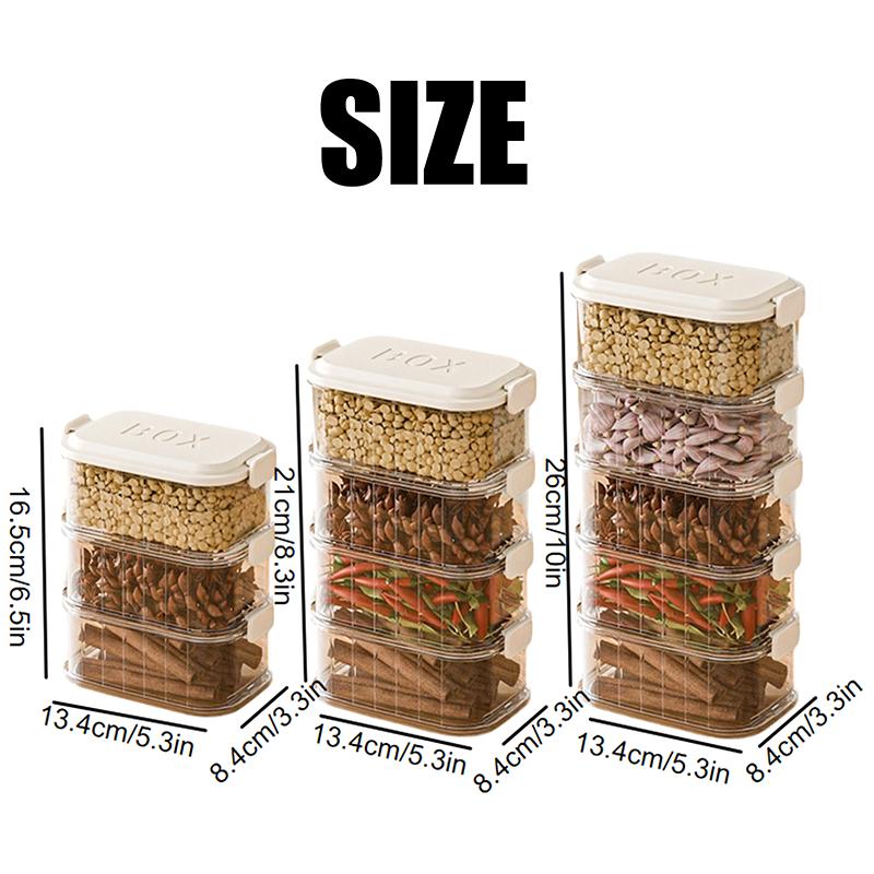 Stackable Spice Storage Boxes Plastic Seasoning Jar Multi-Layer Food Container Crisper Cereal Coffee Beans Sealed Organizers