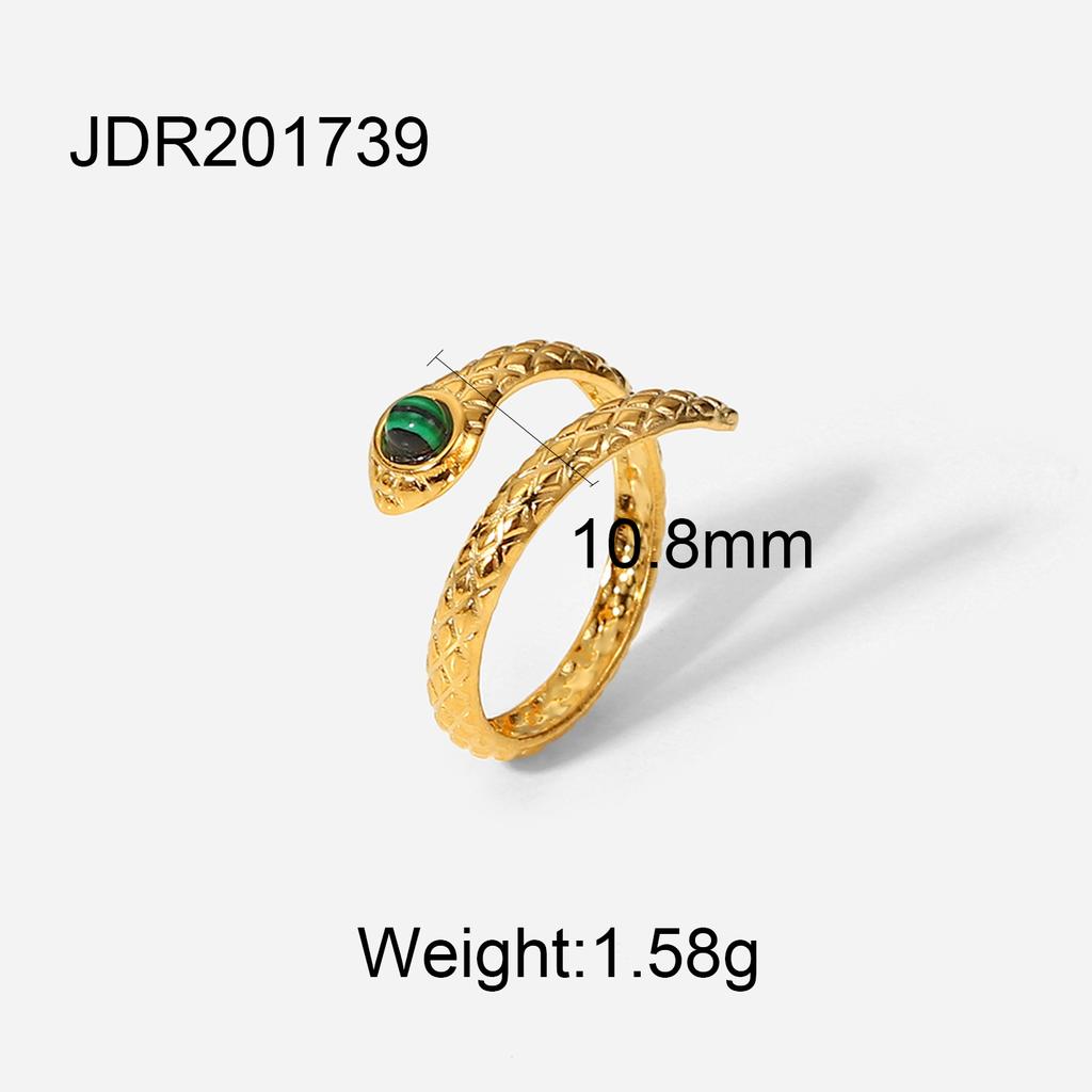 European and American temperament 18K gold green natural stone opening ring ins cold wind retro ring