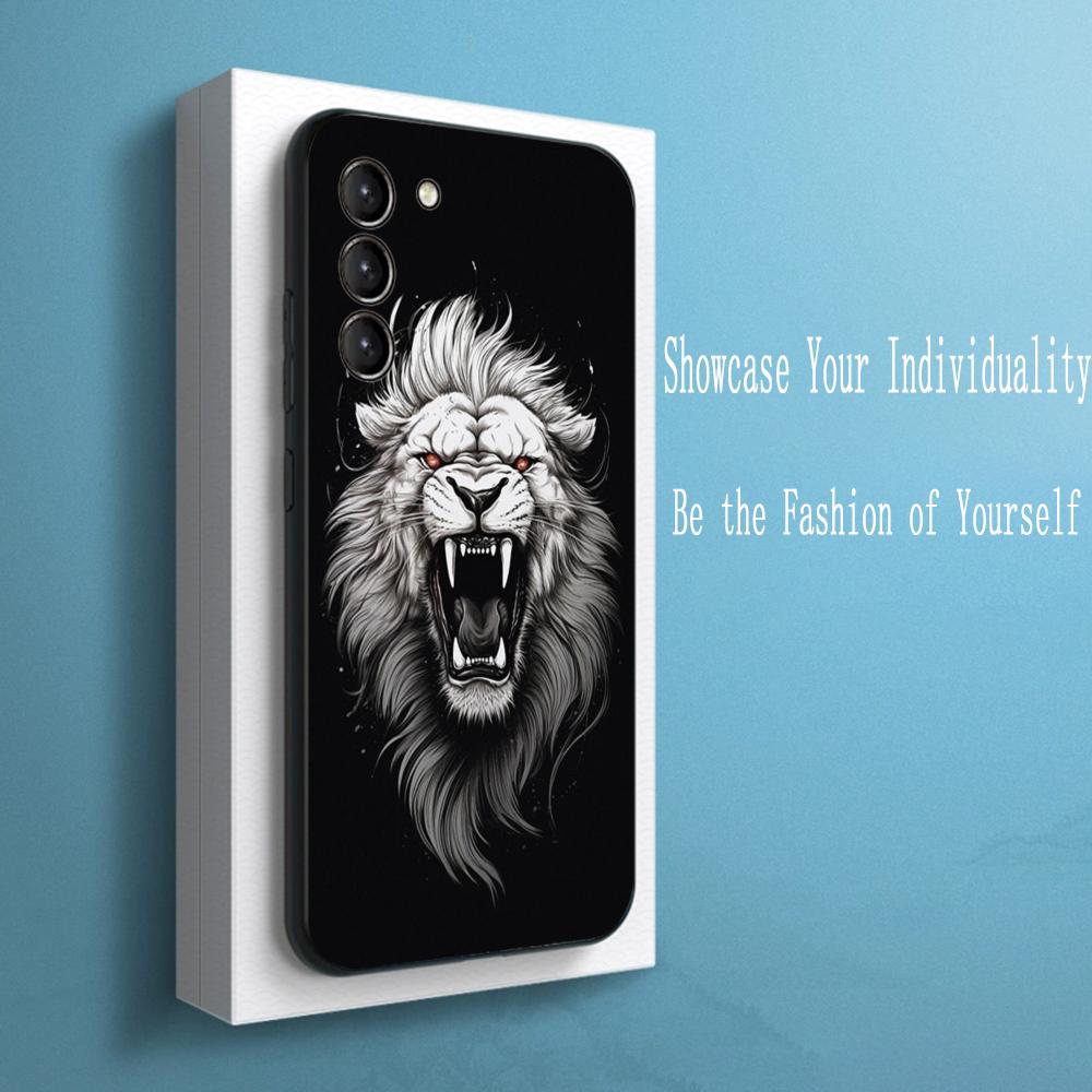 Coole Königslöwen-Mode-Muster-Design Handyhülle Für Samsung Galaxy S25 S24 S23 S22 S21 S20 Plus Ultra Note20 Weich Schwarz