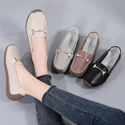 Women's Flats Loafers Brown Driving Shoes Moccasins Casual Black Nurse Shoes for Mother Large Size