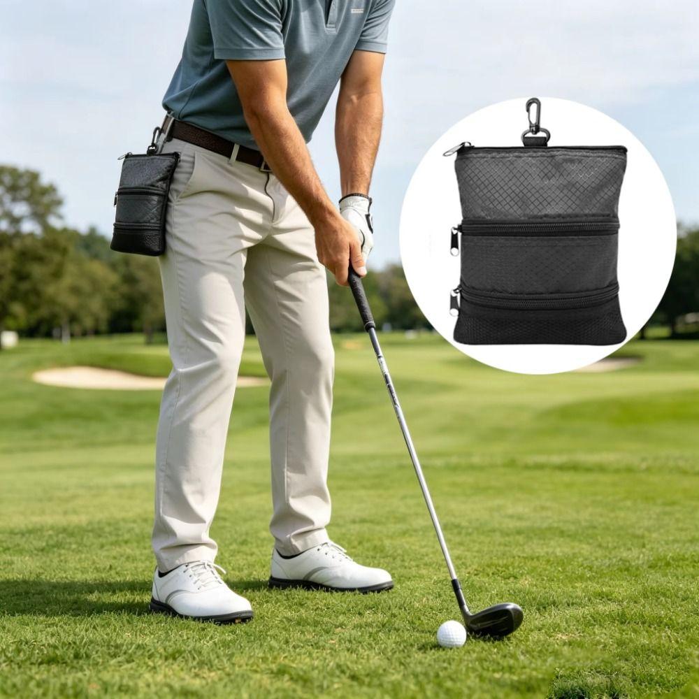 Portable Golf Storage Bag Three Layer Golf Pouch Accessories Carrier Golf Ball Bag Traveling