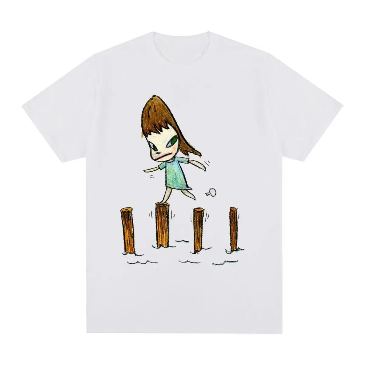 Ёситомо Нара переправляется через реку Винтажная футболка Хлопок Мужская футболка Новая футболка Женские топы 4XL