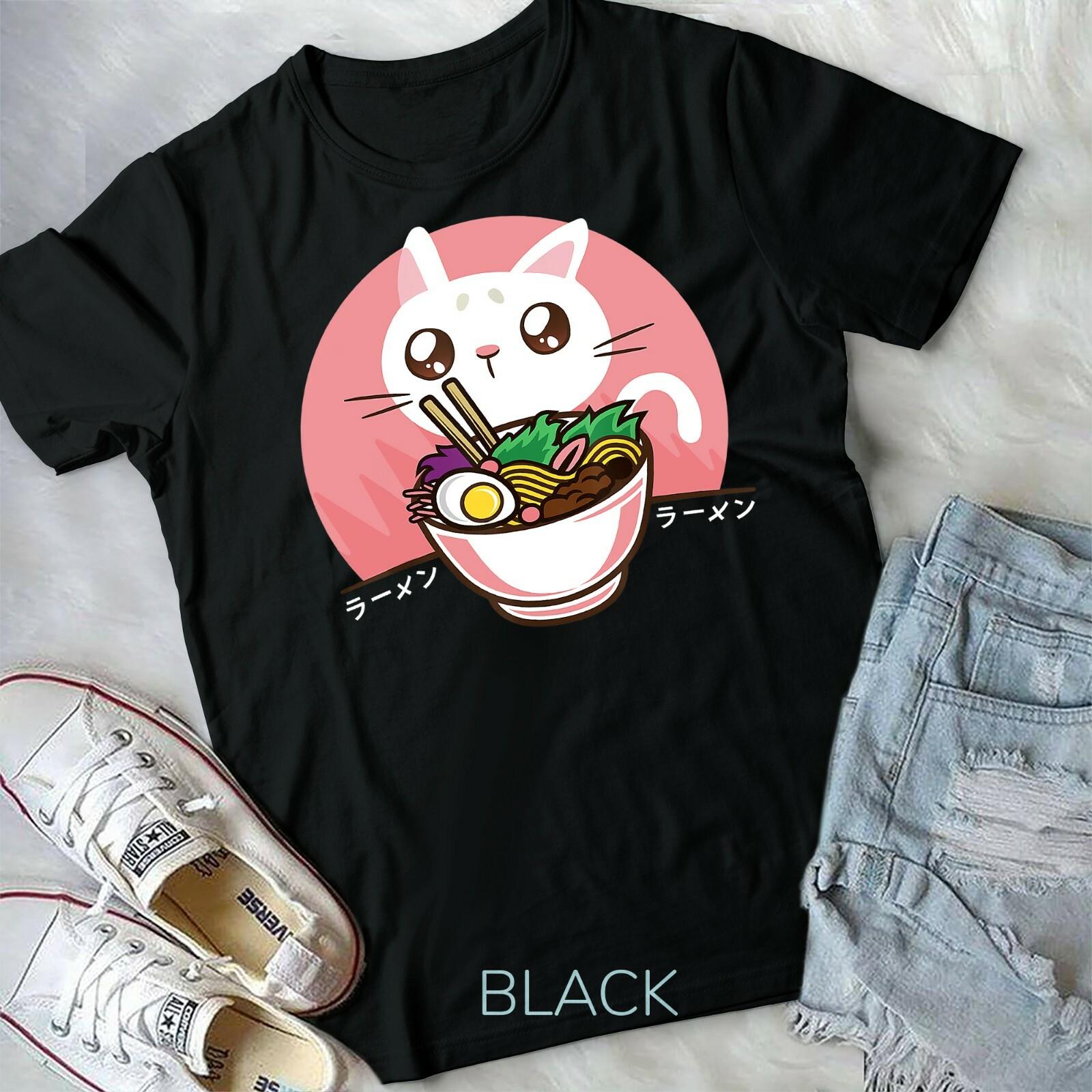 Kawaii Japanese Ramen Noodles Shirt Anime Cat Lover Gift Unisex Form T-shirt XL