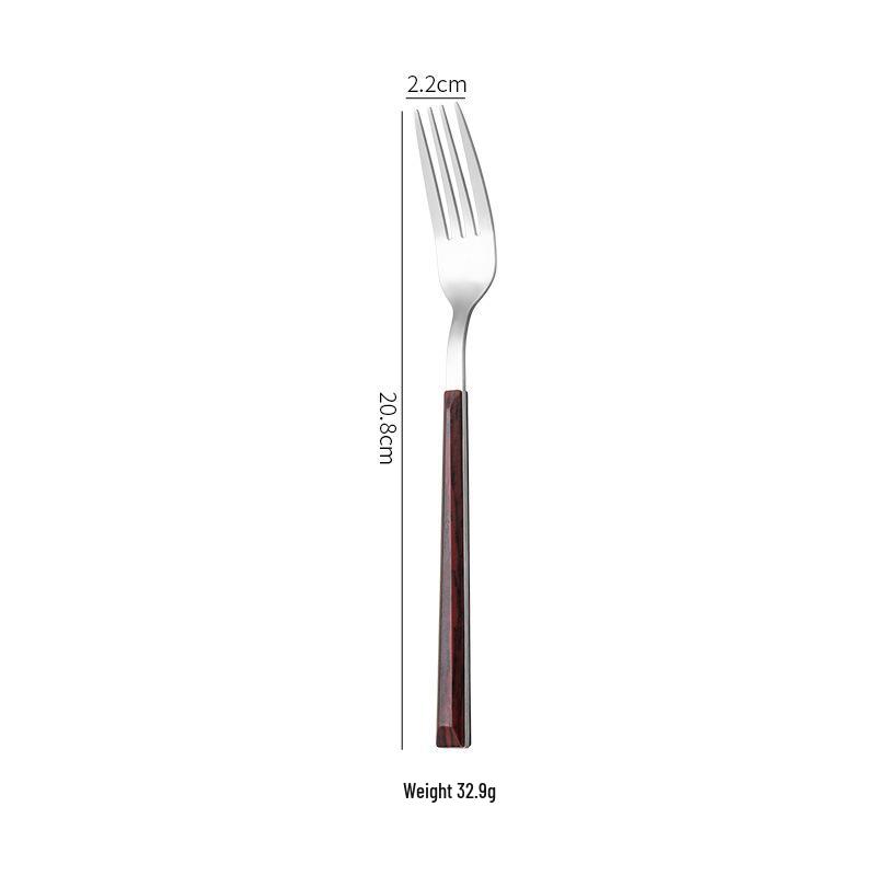 Korean Style 430 Stainless Steel Tableware Set with Imitation Wood Grain Handles: Includes Knife, Fork, Spoon, and Chopsticks