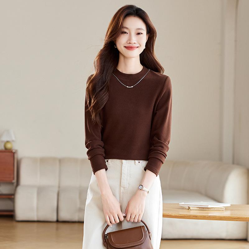 

Женская приталенная футболка с длинным рукавом - Высококлассная мода Осень/Зима 2024 L (Recommended weight: 110-120 jin) кофейный