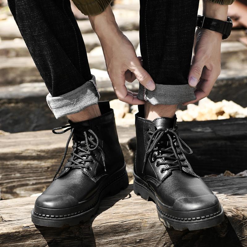 Classic Men'S Boots Zapatos De Hombre Warm Men Boots Winter Fashion Shoes Men Design Leather Comfy Motorcycle Boots Big Size 47