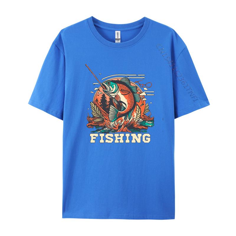 Fishing TShirt NEW YEAR DAY All Cotton Tops Tees Printed Tshirts Cheap Tshirts Oversized T Shirt Men
