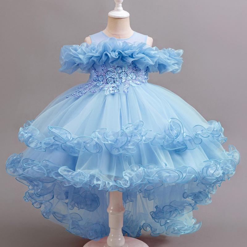 

Девочка Цветок Принцесса Блестки Детское Свадебное Рождество Вечеринка Хвост Платье День Рождения Свадебное Цветочное Девочка Милое и Милое Платье 130 синий