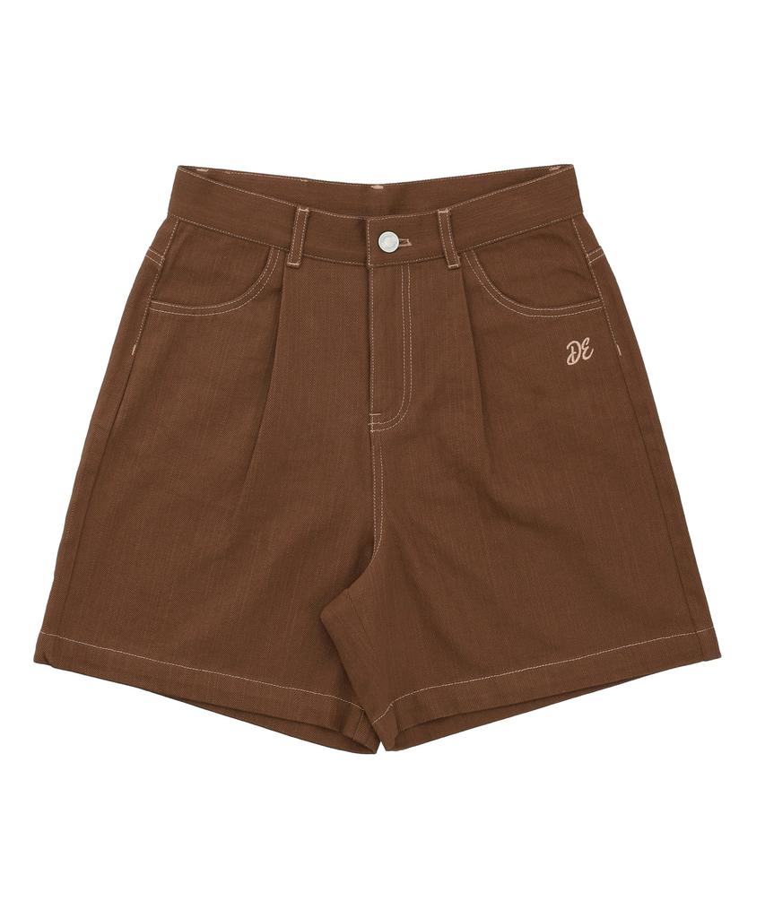 DELICCENT Twill Half Pants [Brown]