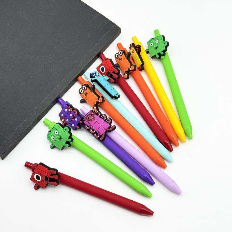 12 Stück Baustein-förmiger Kugelschreiber, Niedlicher Zahlen-Baustein-Stift, mit Schwarzer Tinte, Lustiges Kreatives Schreibwerkzeug, Neuartige Schreibware für Schüler,