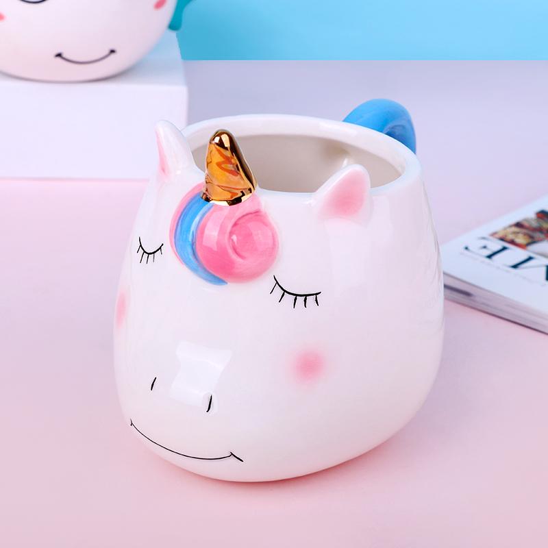 1 Stück Einzigartiges Regenbogen-Einhorn-Design 10oz Keramiktasse Handbemalte Kaffee- Kakao-Tasse für Kinder Jungen & Mädchen Einhorn-Partys