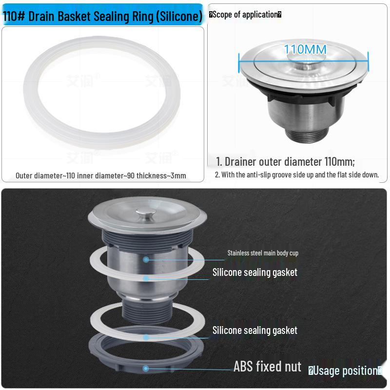 Gumový těsnicí kroužek pro kuchyňský dřez pro těsnění odpadní trubky