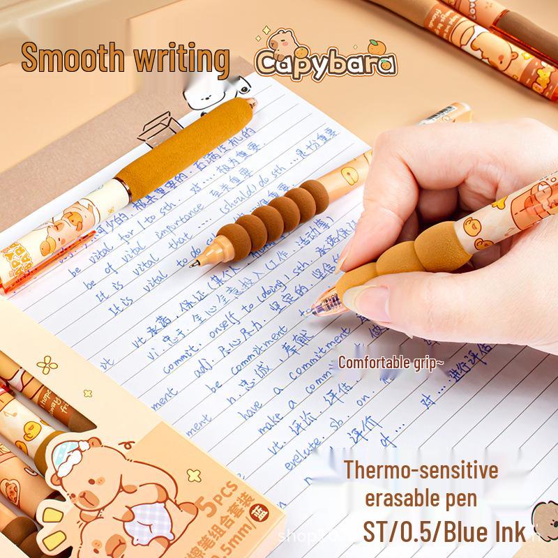 Capybara Radierbarer Gelstift mit Schwammhülle - Druckmechanik, Blaue Tinte