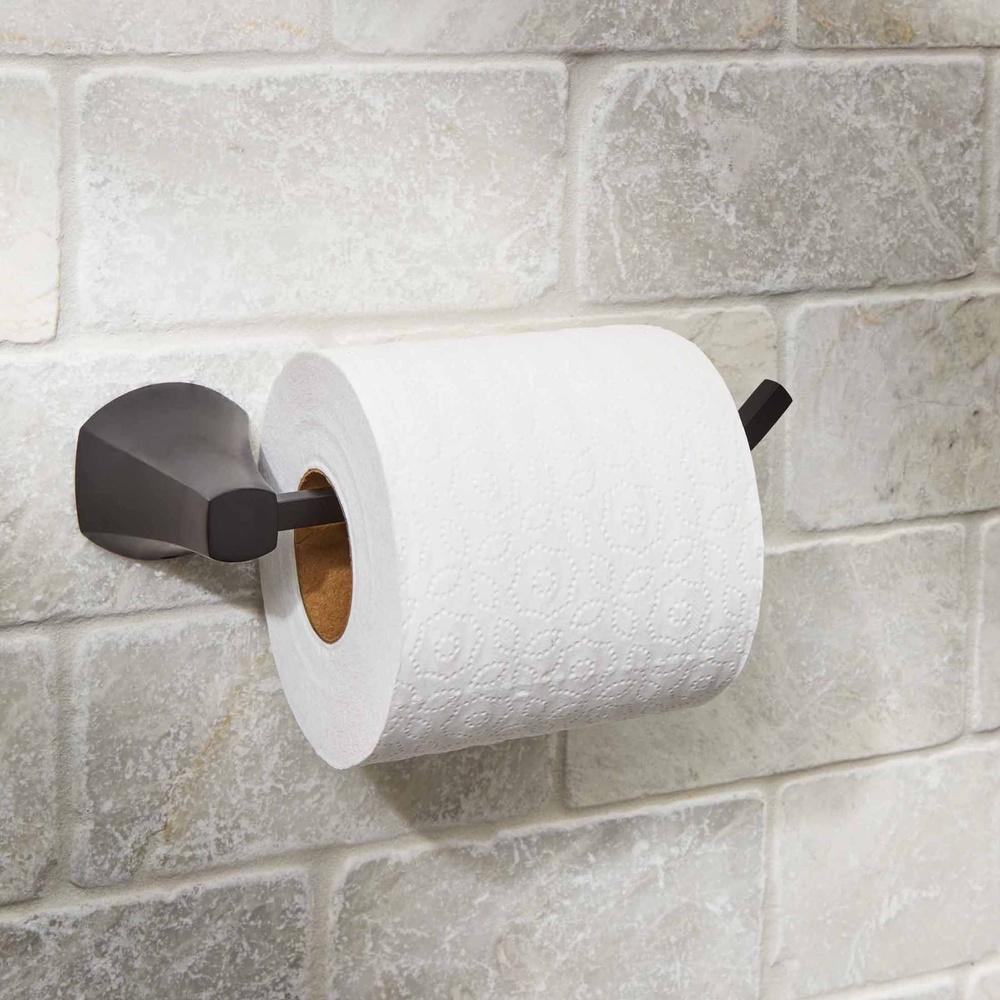Wall Mount Toilet Paper Holder Matte Black Finish Simple Flare Style Bathroom Accessory Modern Design Hardware Included