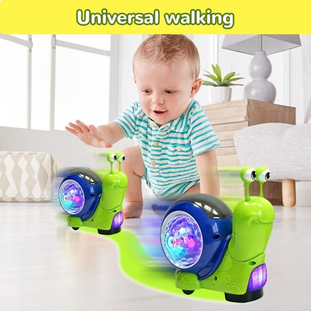 Glowing & Music-Playing Crawling Snail Toy, Auto-Sensing Interactive Musical Toy for Toddlers – Green