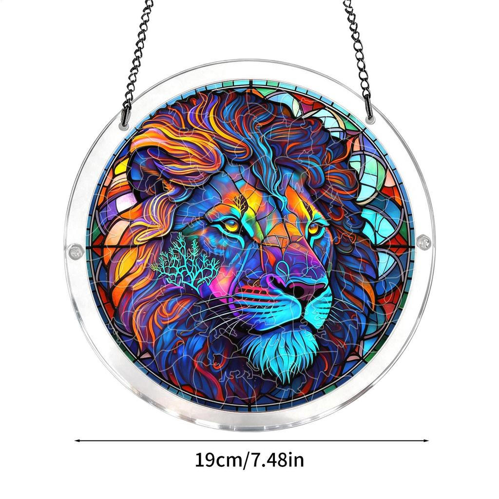 Jigsaw Puzzle Suncatcher Animal Pattern Art Ornaments 7.48 Inches Window Suncatcher For Home Living Room Window Outdoor Patio
