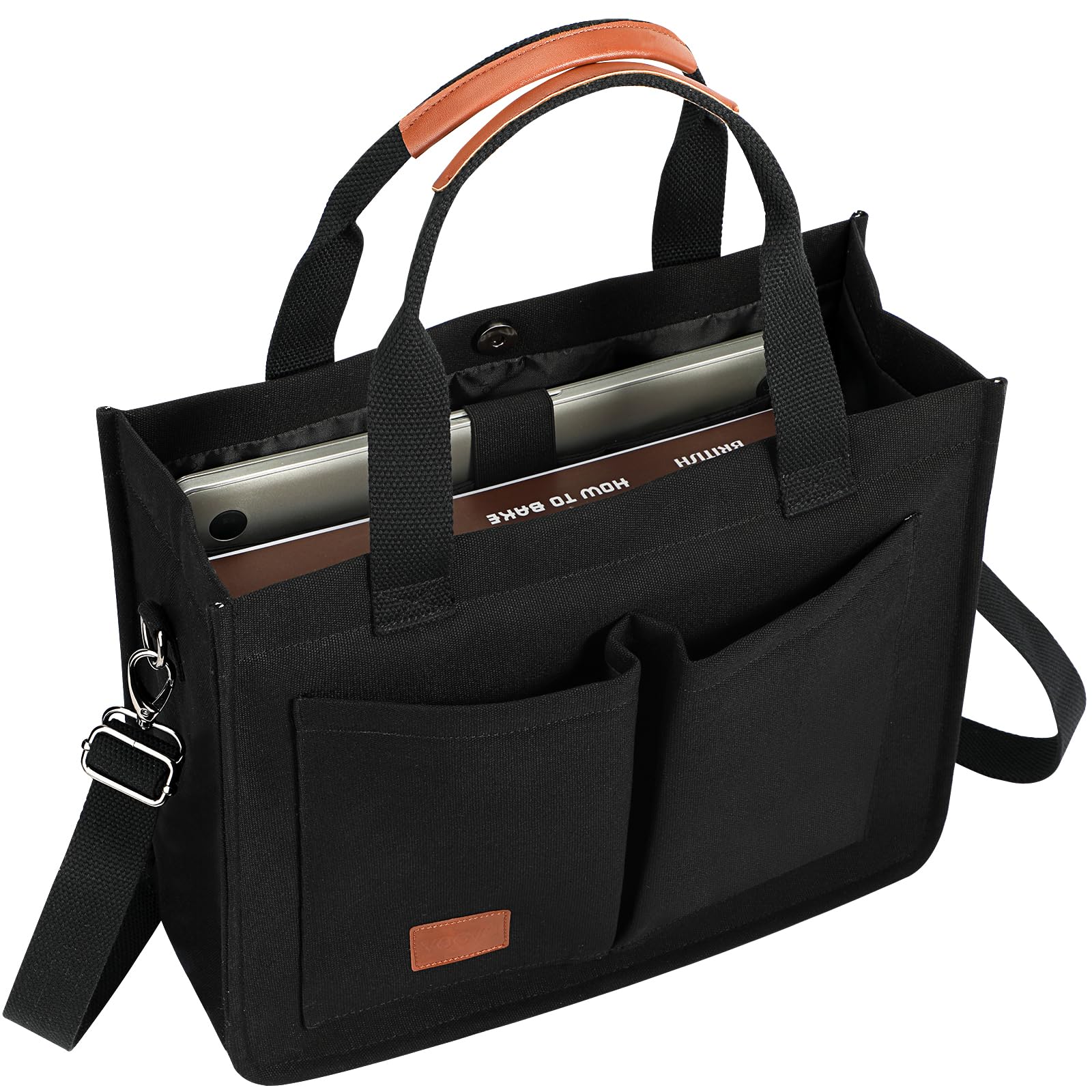 

Tote Bag Canvas A4 Large Capacity Shoulder Bag for Men and Women Crossbody Shoulder Bag Handbag Plain Lightweight Bag Tote Canvas Many Pockets Holds чорний