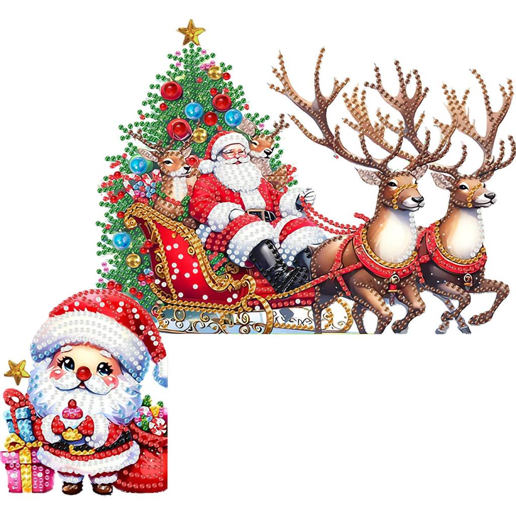 DIY Weihnachten Diamantmalerei Holz Türanhänger Dekoration für Feiend Geschenke (Elch)