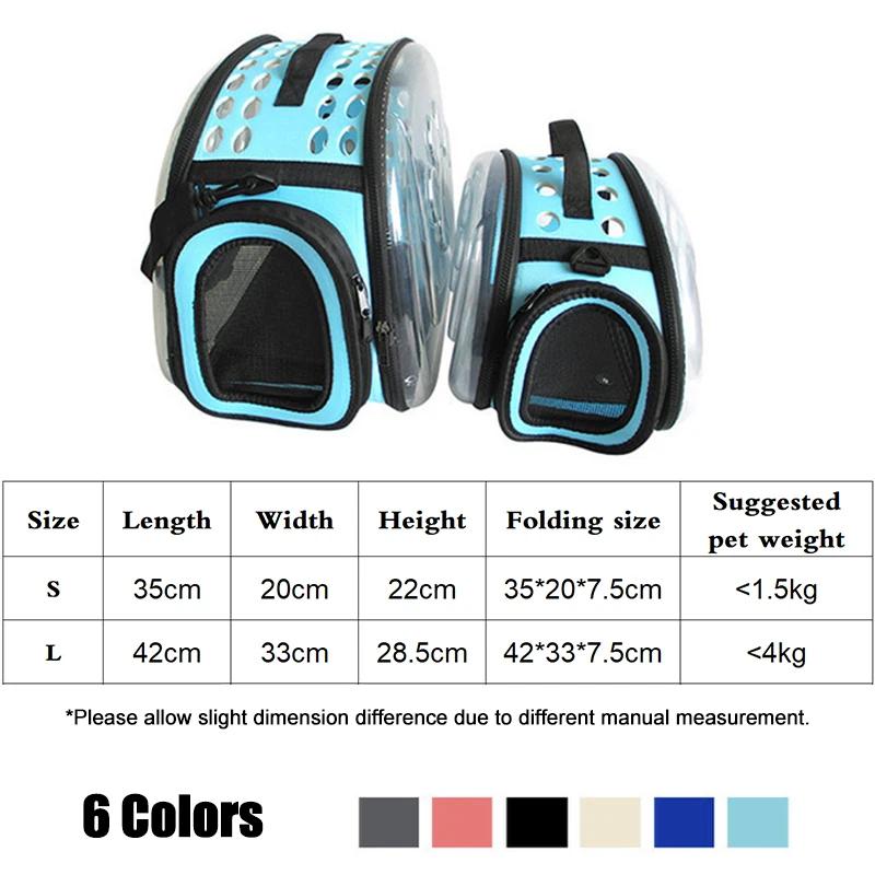 Tragbare faltbare Haustiertransporttasche Transparente Umhängetasche für Katzen und Hunde Kleine Haustier-Reise-Umhängetasche mit atmungsaktivem Netz