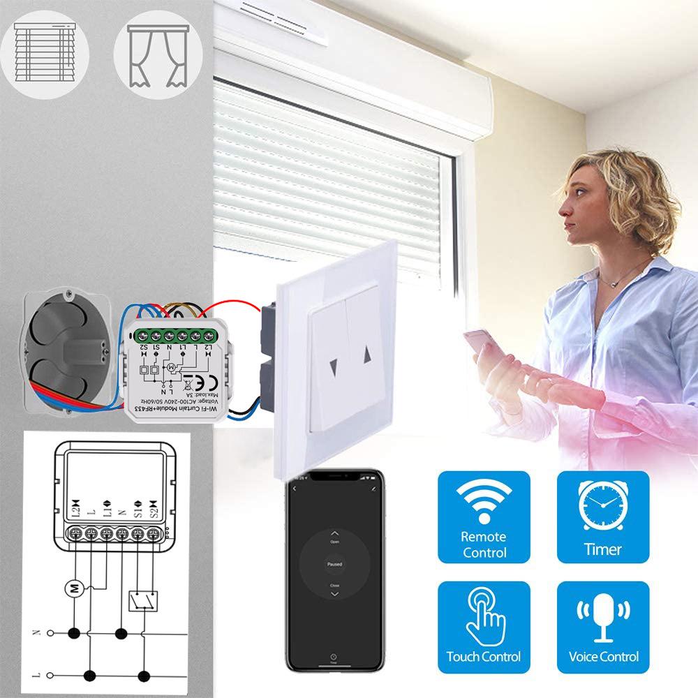 Graffiti Zigbee WiFi Curtain Switch: Voice & App Control for Alexa Blinds