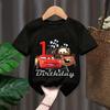 Camiseta de Rayo McQueen Ropa Infantil Número de Cumpleaños 1-9 Estampado Fiesta Infantil Camiseta Estilo Carreras para Niños