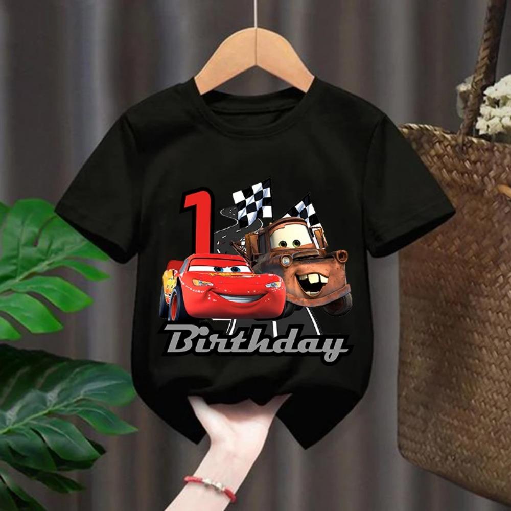 Maglietta Lightning McQueen Abbigliamento Bambini Numero Compleanno 1-9 Stampa Festa Bambini Maglietta Stile Corse