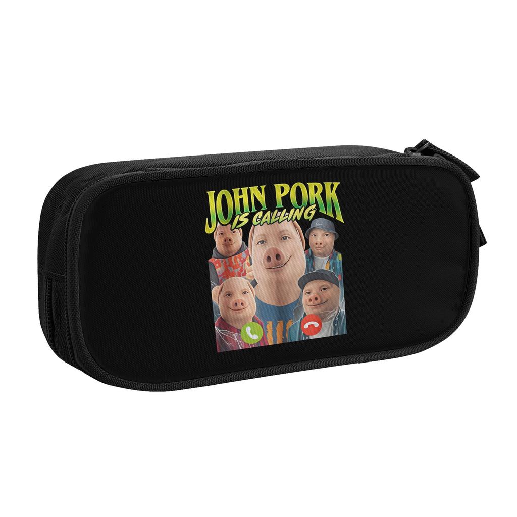 John Pork is Calling Italian Brainrot Pencil Case for Boys Girls Large Storage Funny Meme Pen Bag Box School Supplies