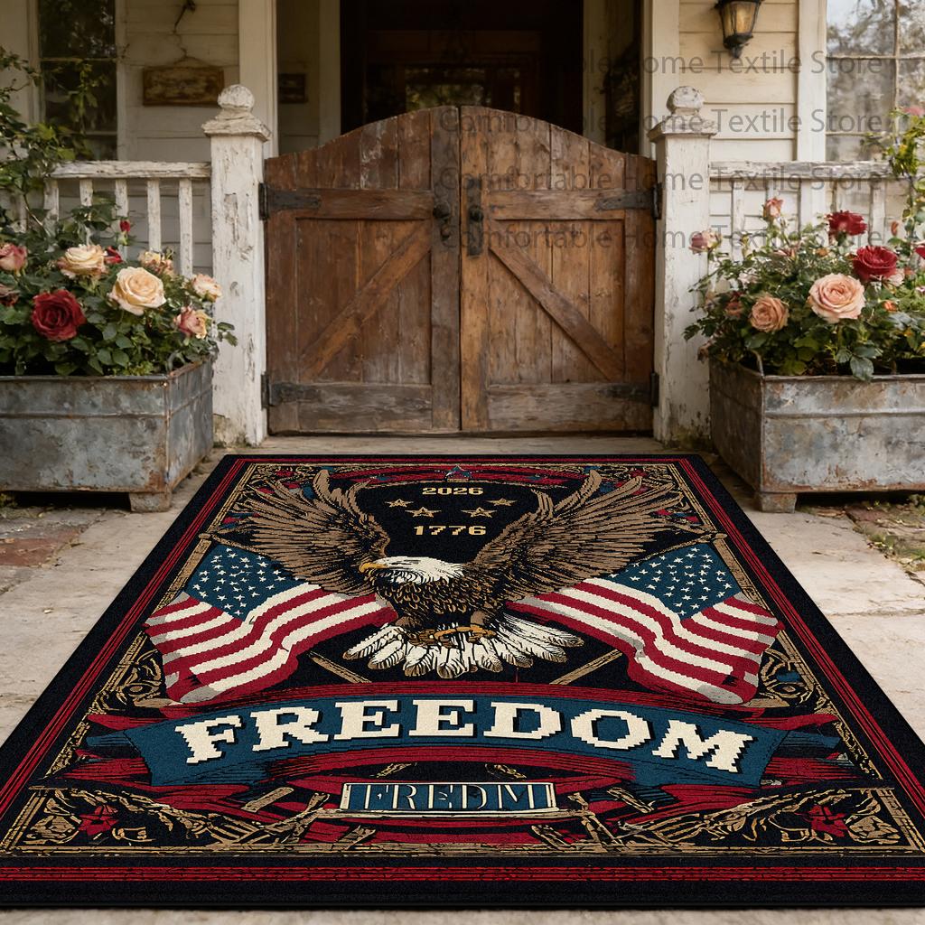 American Retro Patriotic Style Doorway Big Size Rugs Decoration Independence Day Washable Carpet Non-slip Lint-free Floor Mats