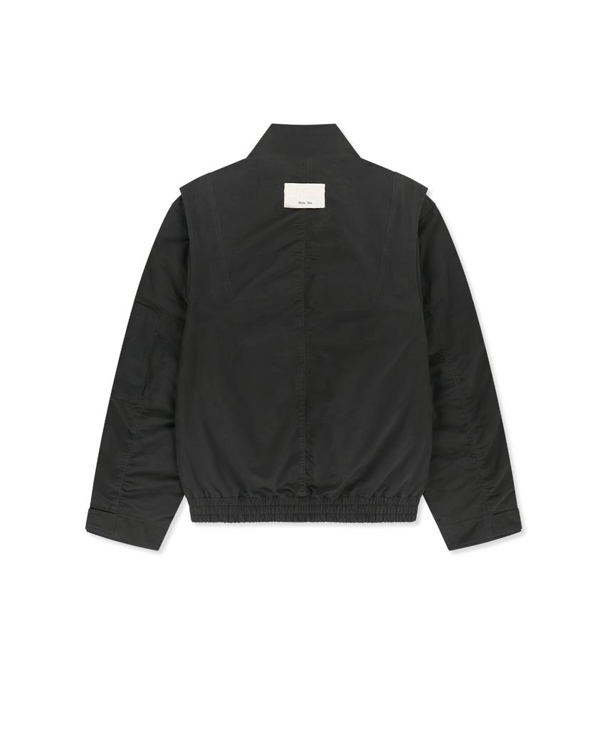 MATIN KIM Buckle High Neck Utility Jumper In Charcoal