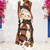 Women Plus Size Sleeveless Small V Neck Maxi Dress Halloween Witch Lamb Cartoon Print Loose Long Dress