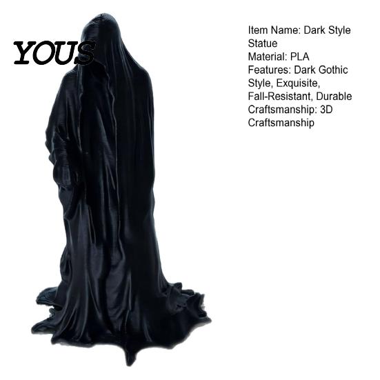 Exquisite Texture Statue 3D Printed Faceless Statue, Mysterious Hooded Figurine, Minimalist Art Sculpture for Desk Dark Style Bookshelf,