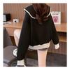 Navava Women Lettering Embossed Sailor Collar Long Sleeve Sweatshirt Nt1986