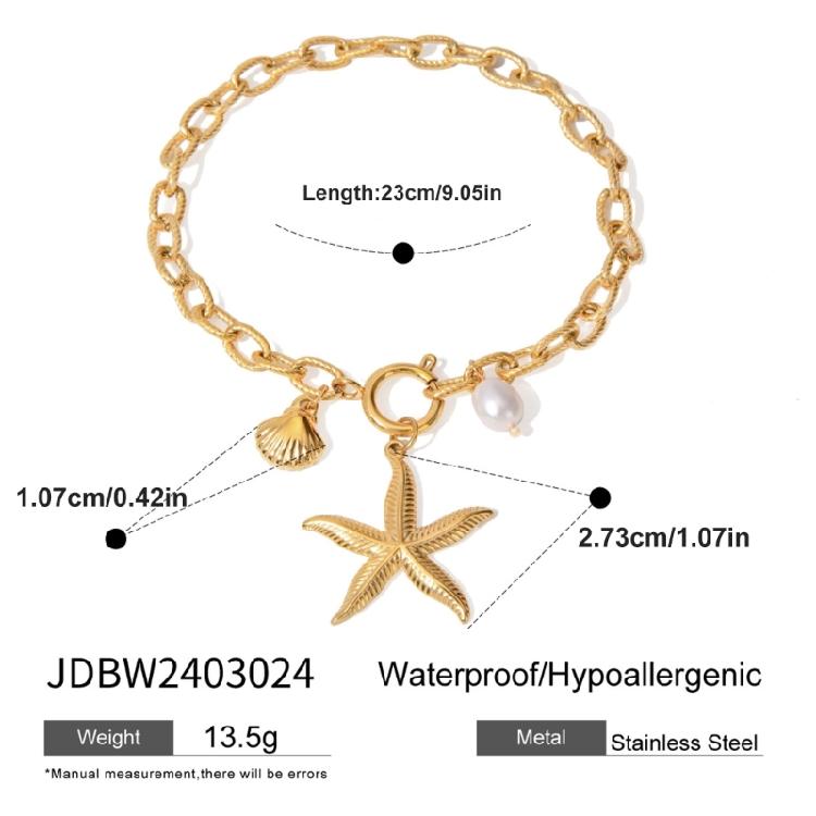 Handmade Ocean Bead Bracelet Fashionable Party Jewelry Chain Wristband Stainless Steel Texture for Party and Celebration