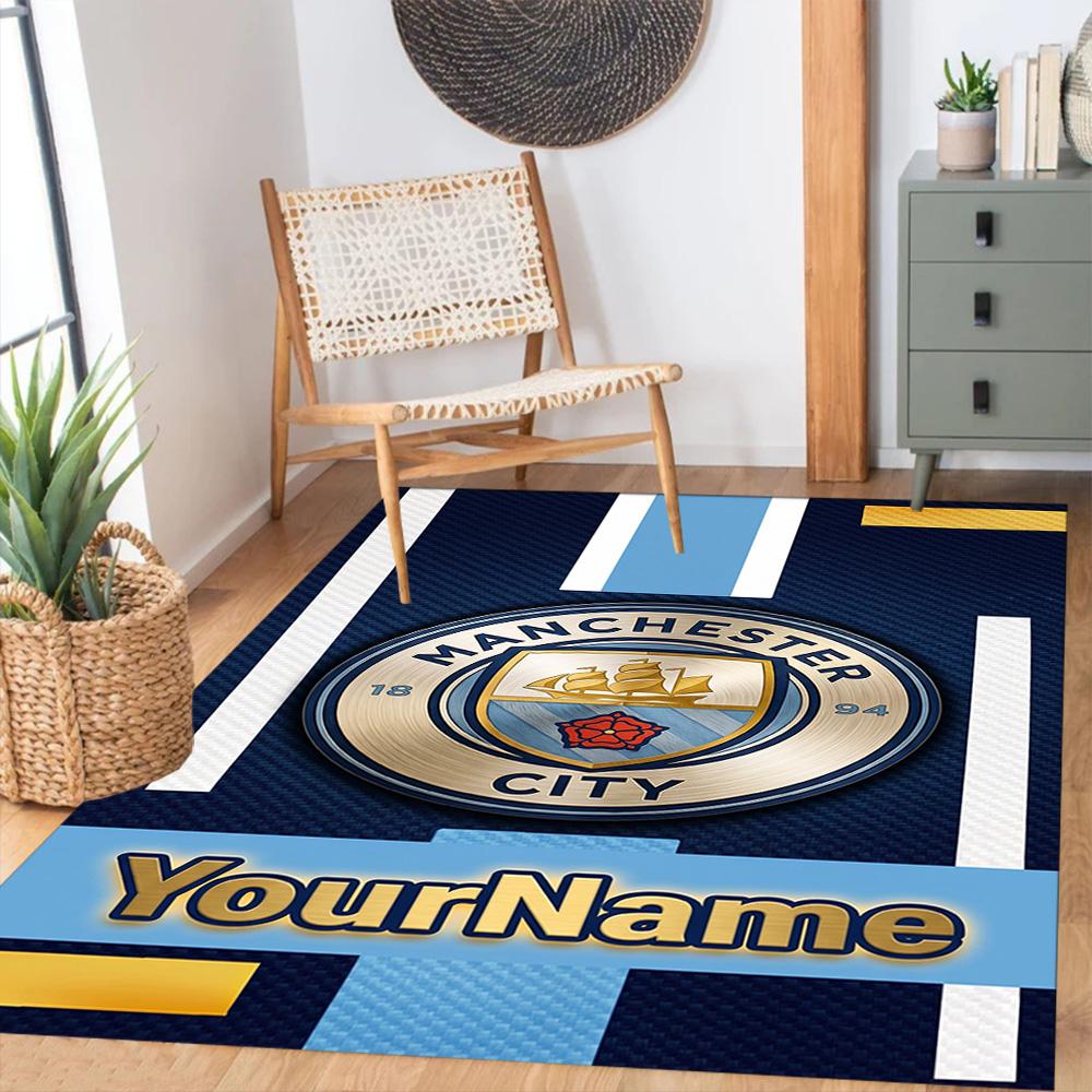 Manchester City 50 Personalized Name Floor Mat Design for Bedrooms Playrooms Kitchen Study room Anti-slip Rug Decorate Offices