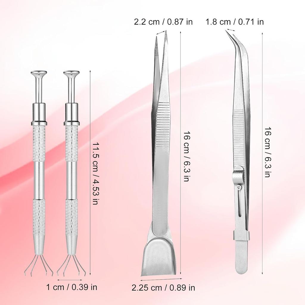 4pcs Sprinkles Tool for Cake Decorating, Jewelry Septum Earring Piercing Ball Bead Holder Screw On Grabber Tool Includes Claw Pen Pearl Grabber &