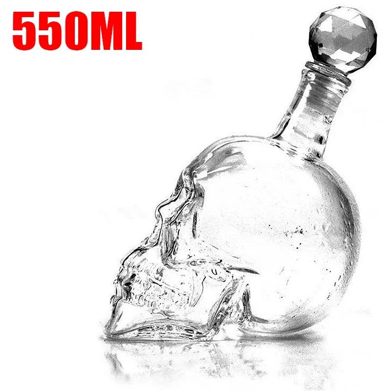 350/550/1000ML High-end Creative Skull Glass Whisky Vodka Wine Crystal Bottle Spirits Cups Transparent Drinking Cups Bar Home