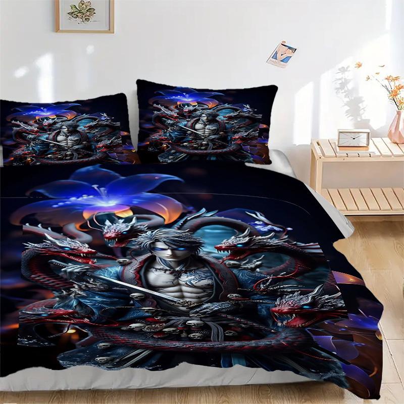 

3pcs Fantasy Warrior Statue Duvet Cover Set - Soft & Breathable Bedding, Includes 1 Duvet Cover and 1/2 Pillowcases (No Insert) yy251107195 135x200cm