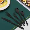 Matte black cutlery set, 20 pieces, spoon and fork, kitchen cutlery set for apartment, stainless steel, dishwasher safe